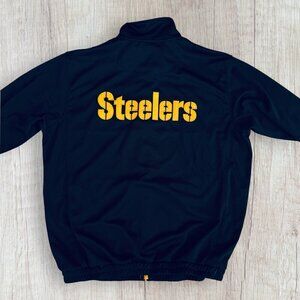 NFL Pittsburgh Steelers Full Zip Black Gold Embroidery Logo Track Jacket Mens XL